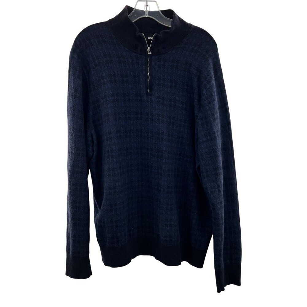 Bonobos Men's 1/4 Zip Pullover Sweater Blue Print Size XL